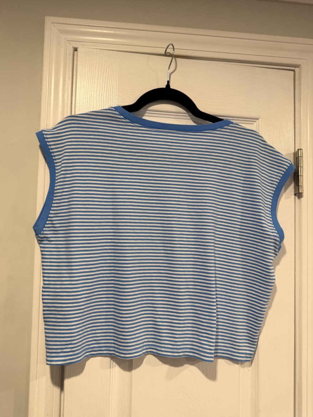 Madewell Blue and White Striped Muscle Tee - Picture 6 of 9